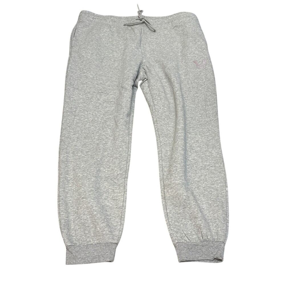 True Religion 600018 CRYSTAL HORSESHOE JOGGER Heather Gray SIze XXL New